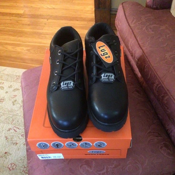Mens Lugz Black Drifter Lo Steel Toe Boots sz 11.5